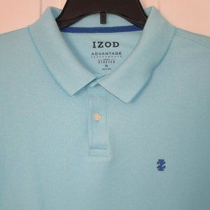 IZOD Advantage Mens S/S Blue Cotton Poly Stretch Golf Polo Shirt - Size Large*